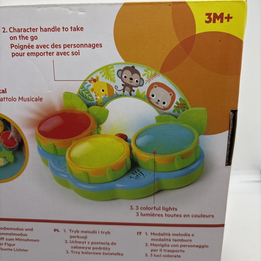 Bright Starts Safari Beats Musical Drum‎ Toy with Lights, Ages 3 Months - Picture 5 of 6